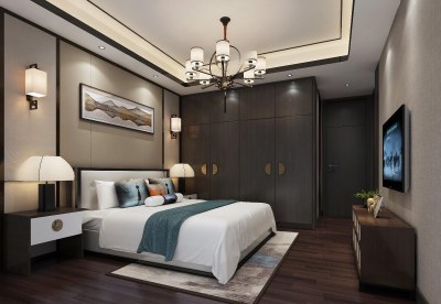 新中式卧室3D模型下载